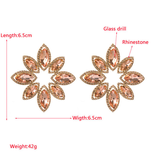 Fashion Flower Alloy Rhinestone Glass Women's Ear Studs 1 Pair