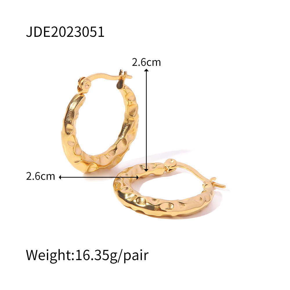 Fashion Geometric Stainless Steel Gold Plated Hoop Earrings 1 Pair