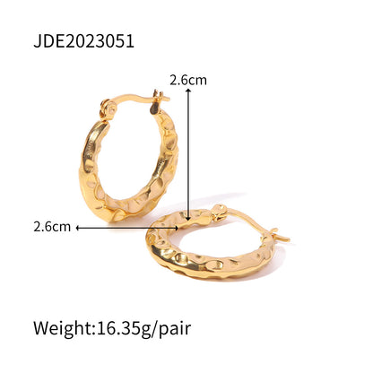 Fashion Geometric Stainless Steel Gold Plated Hoop Earrings 1 Pair