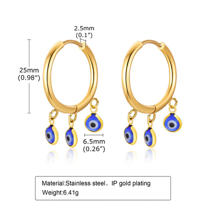 1 Pair Fashion Devil's Eye Plating Stainless Steel Earrings