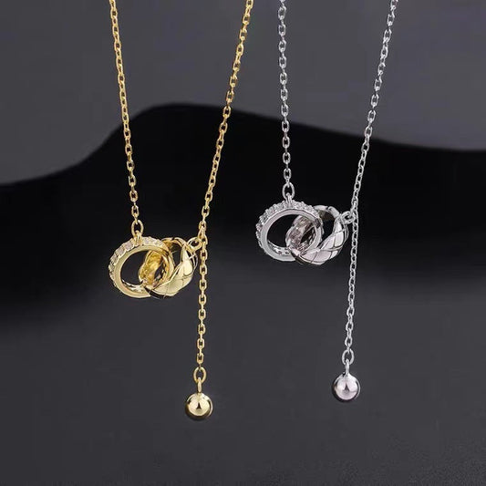 Moderate Luxury Ellipse Round Geometric Stainless Steel 18K Gold Plated Necklaces