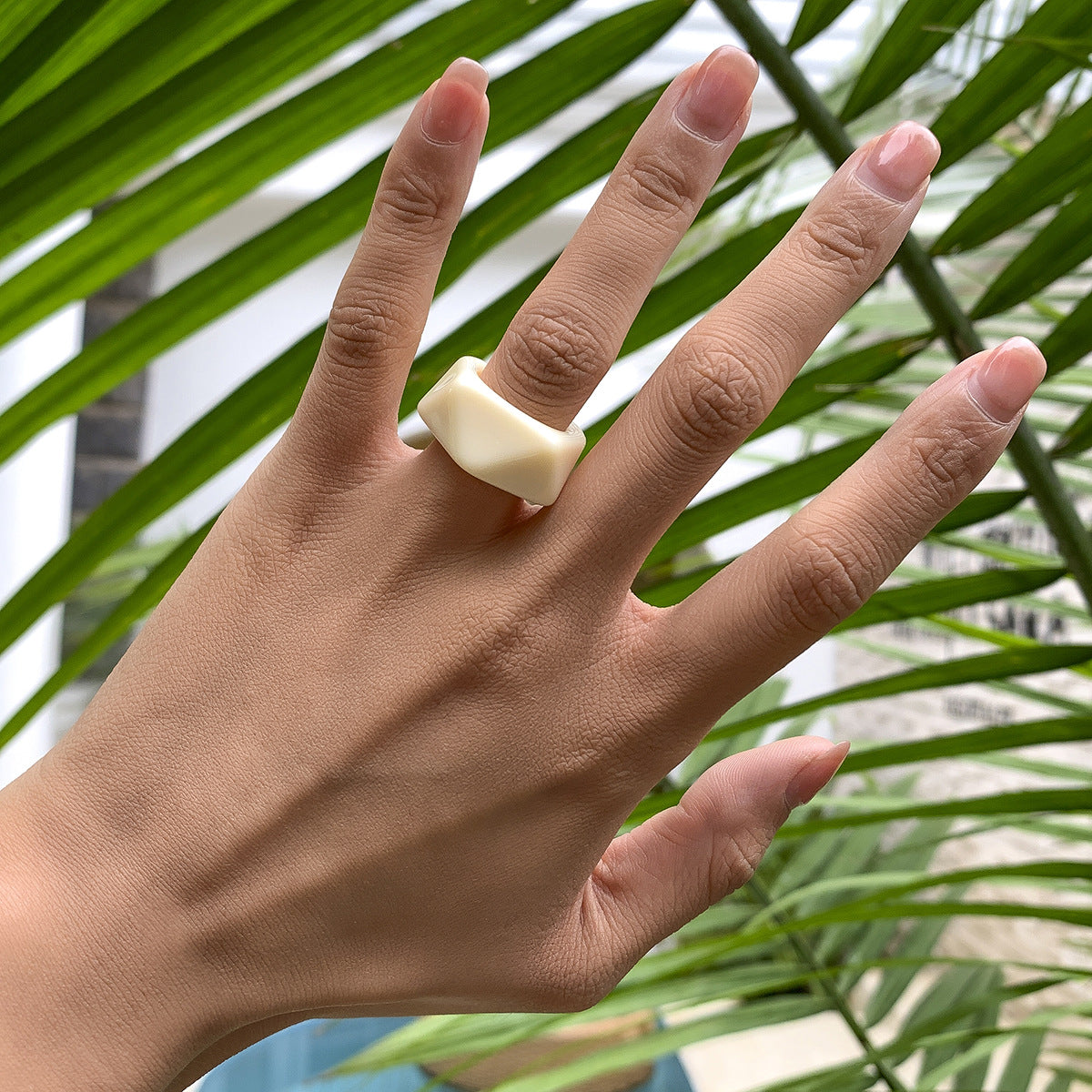 Simple Style Geometric Arylic Women's Open Rings