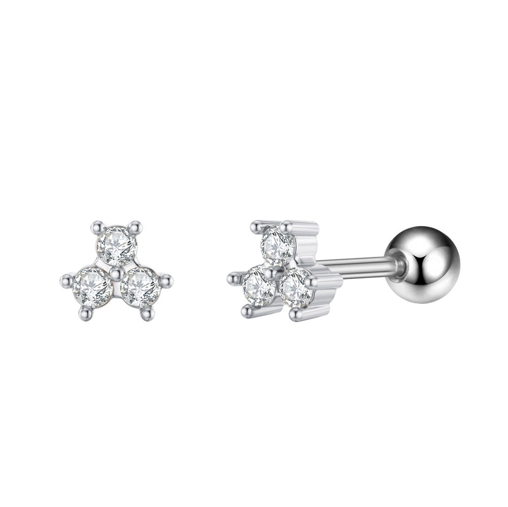 1 Piece Simple Style Star Heart Shape Anchor Inlay Copper Zircon Ear Studs