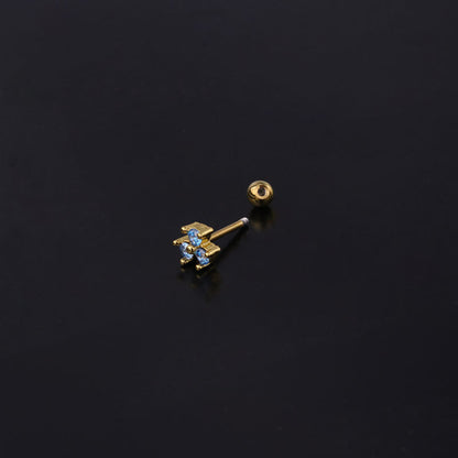 Korea Colorful Zircon Stainless Steel Thin Rod Earrings