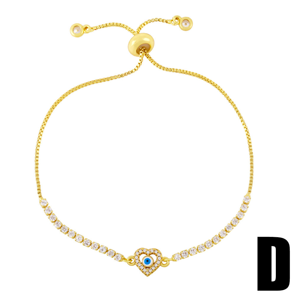 Fashion Heart Copper 18k Gold Plated Artificial Gemstones Bracelets In Bulk