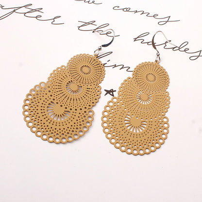 Fashion Printing Metal Stoving Varnish Women's Earrings 1 Pair