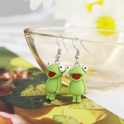 European And American Frog Earrings Creative Cute Green Frog Earrings Wholesale