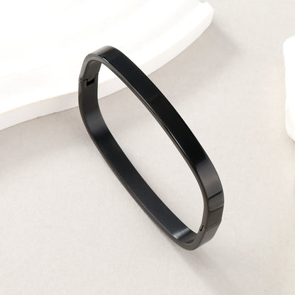 Stainless Steel Simple Style Square Solid Color Plating Bangle