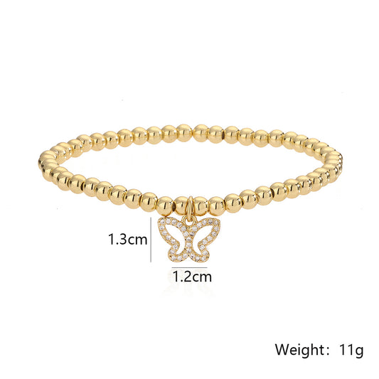 Elegant Simple Style Butterfly Copper Beaded Plating Inlay Zircon Bracelets