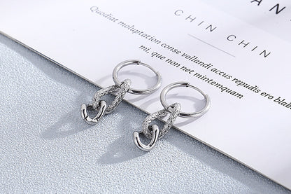 European And American Fashion Chain Circle Stainless Steel Earrings