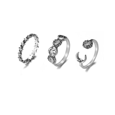 Wholesale Jewelry Retro Star And Moon 7-piece Set Ring Gooddiy