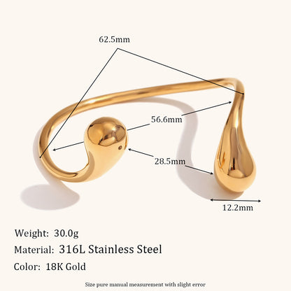 Stainless Steel 18K Gold Plated Elegant Simple Style Water Droplets Rings Bracelets