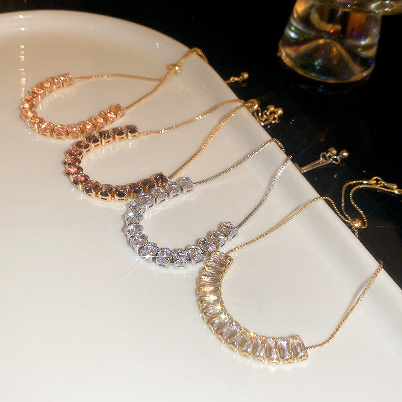 Modern Style Geometric Copper Inlay Zircon Bracelets