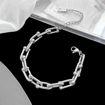 Vintage Style Geometric Solid Color Titanium Steel Plating Bracelets Necklace