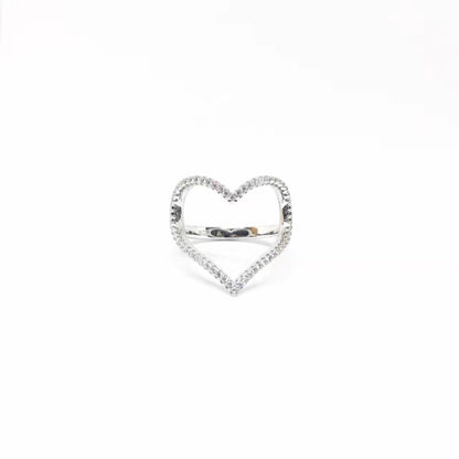 Internet Celebrity Same Style Niche Designer Sweet Gift Internet Celebrity Versatile Personality Love Heart-shaped Ring Women's Full Diamond Loose Ring