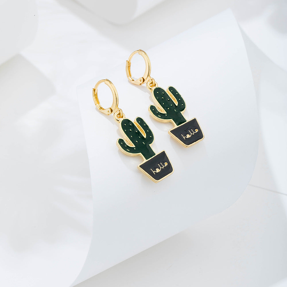 Wholesale Jewelry Geometric Hollow Plant Cactus Earrings Gooddiy