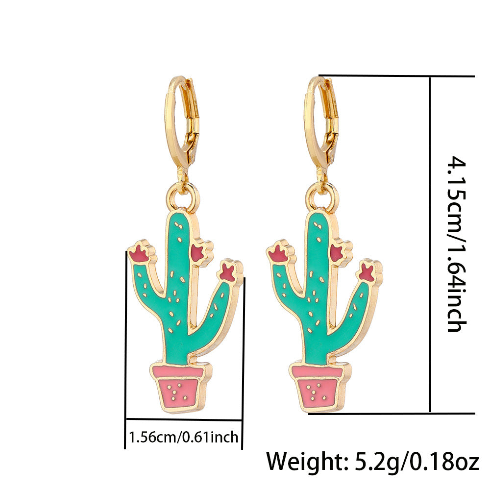 Wholesale Jewelry Geometric Hollow Plant Cactus Earrings Gooddiy