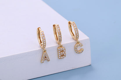 Fashion New Zircon 26 English Letters Single Earrings