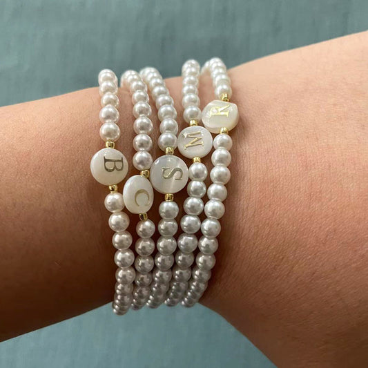 Elegant Lady Letter Imitation Pearl Women's Bracelets