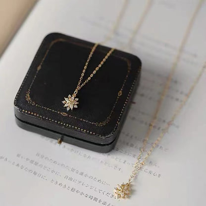 Elegant Luxurious Geometric Sterling Silver Plating Inlay Zircon 14k Gold Plated Pendant Necklace