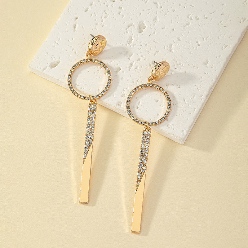 1 Pair Simple Style Solid Color Inlay Arylic Rhinestones Drop Earrings