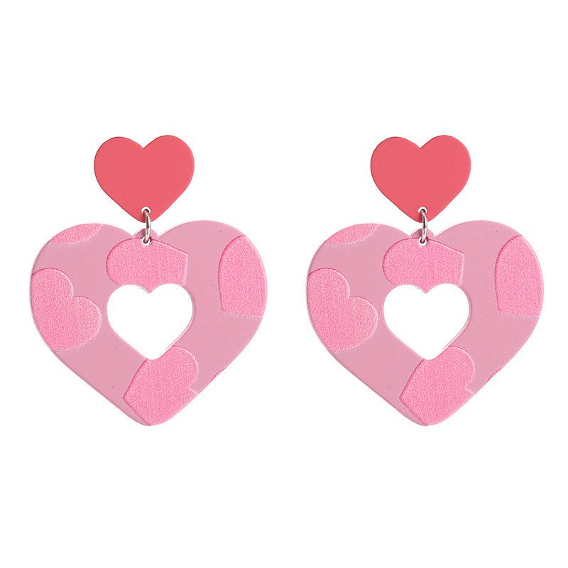 Fashion Letter Heart Shape Arylic Stoving Varnish Women's Drop Earrings 1 Pair