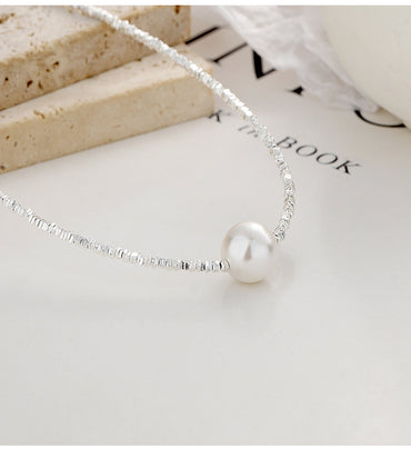 Lady Solid Color Sterling Silver Shell Plating Necklace