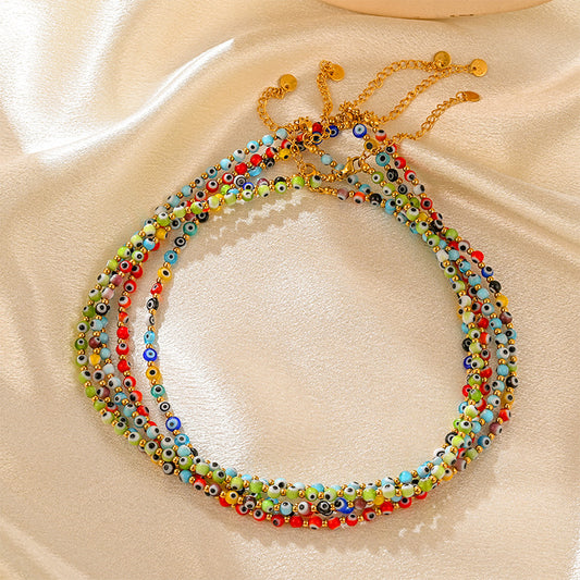 Modern Style Eye Glass Glass Beaded Women's Necklace