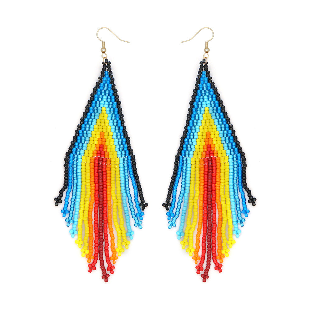 Bohemian Ethnic Hand-woven Tassel Long Earrings