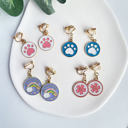 1 Pair Cute Sun Cat Alloy Enamel Women's Girl's Ear Clips