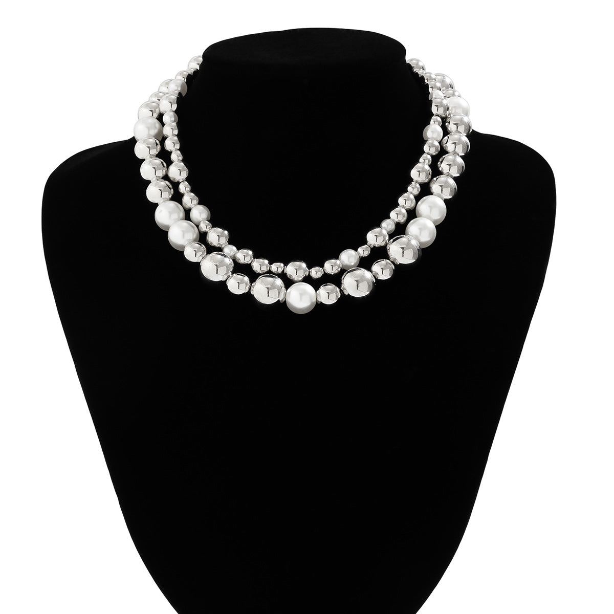 Glam Exaggerated Geometric Ccb Artificial Pearl Beaded Plating Valentine's Day Women's Necklace