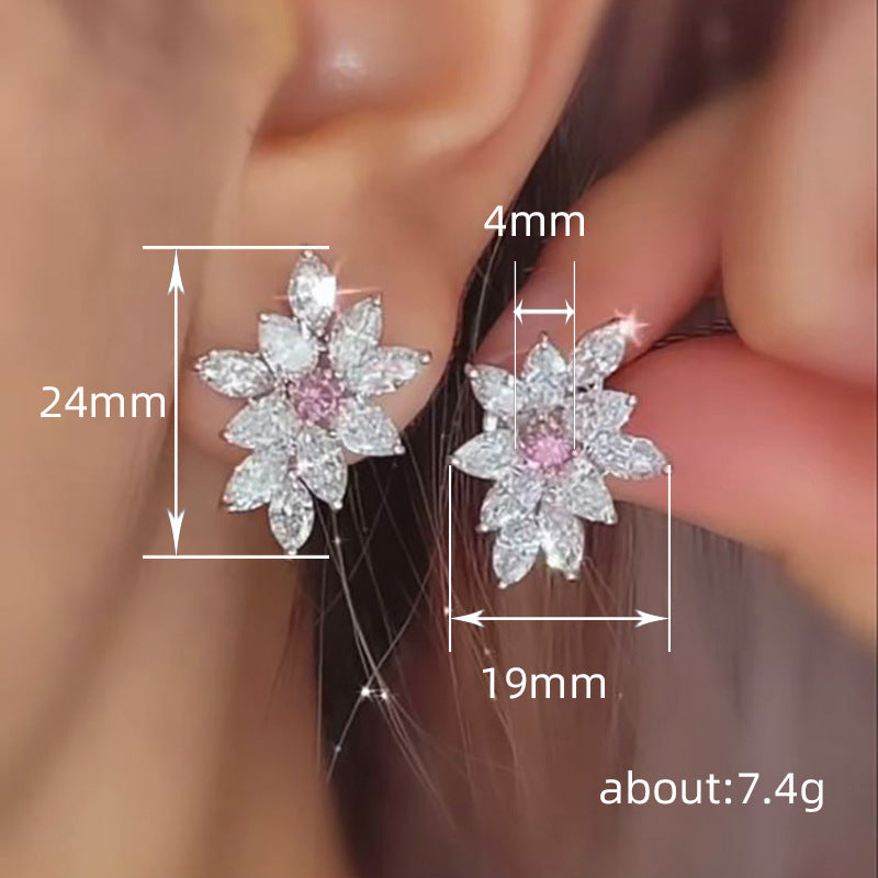 1 Pair Elegant Lady Modern Style Flower Inlay Copper Zircon Ear Studs