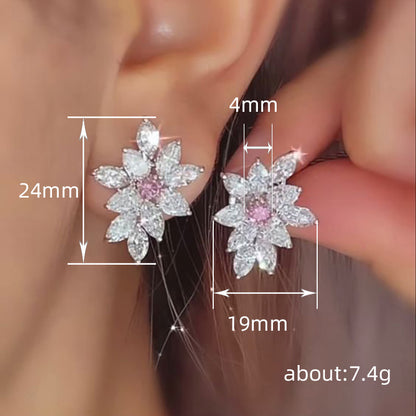 1 Pair Elegant Lady Modern Style Flower Inlay Copper Zircon Ear Studs