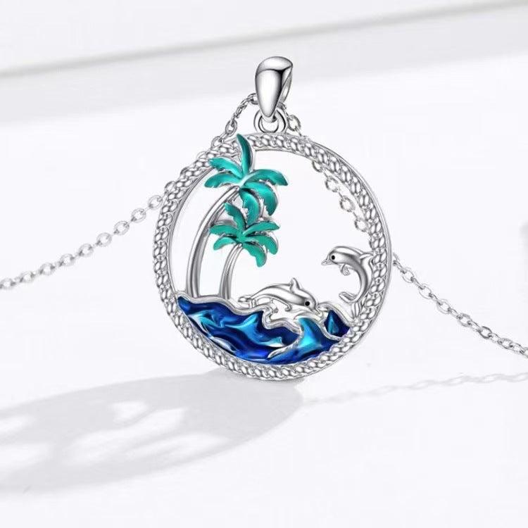 Simple Style Coconut Tree Spray Dolphin Copper Plating Pendant Necklace 1 Piece