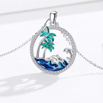 Simple Style Coconut Tree Spray Dolphin Copper Plating Pendant Necklace 1 Piece