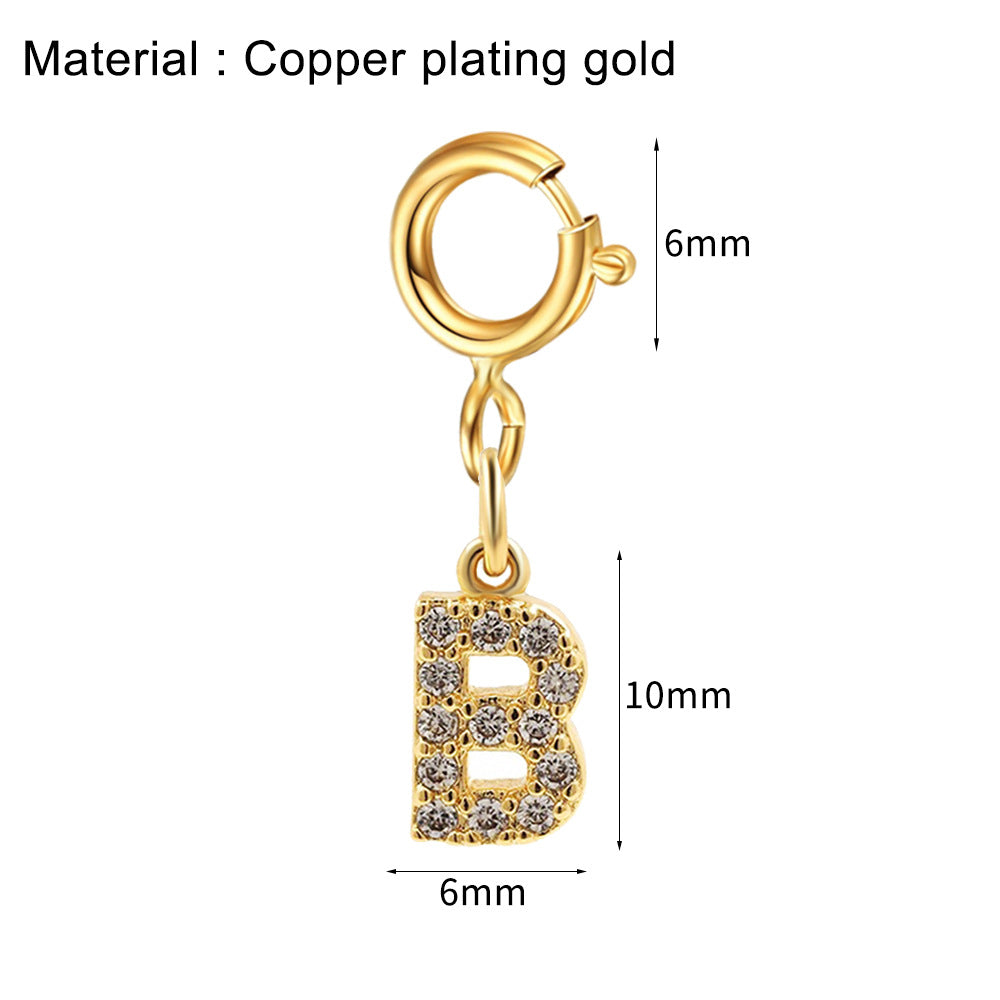Basic Letter Stainless Steel Copper Zircon Pendant Necklace In Bulk