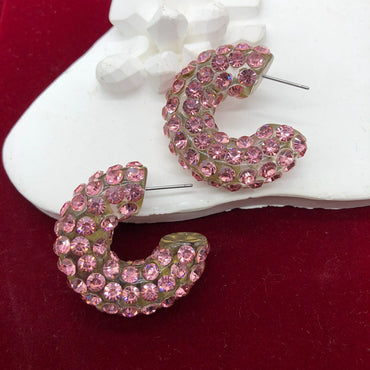 1 Pair Retro C Shape Plating Inlay Alloy Zircon Ear Studs