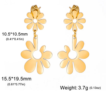 1 Pair Simple Style Flower Plating Stainless Steel Drop Earrings