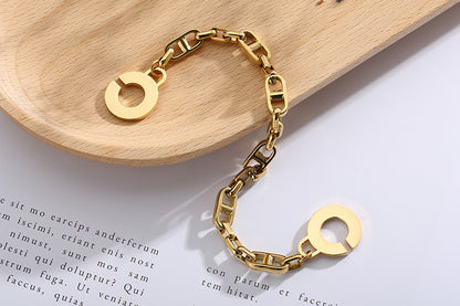 Fashion Jewelry Oval Letter Stitching Men And Women Titanium Steel Couple Bracelet