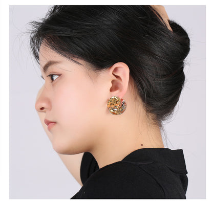 Fashion Round Copper Plating Ear Studs 1 Pair