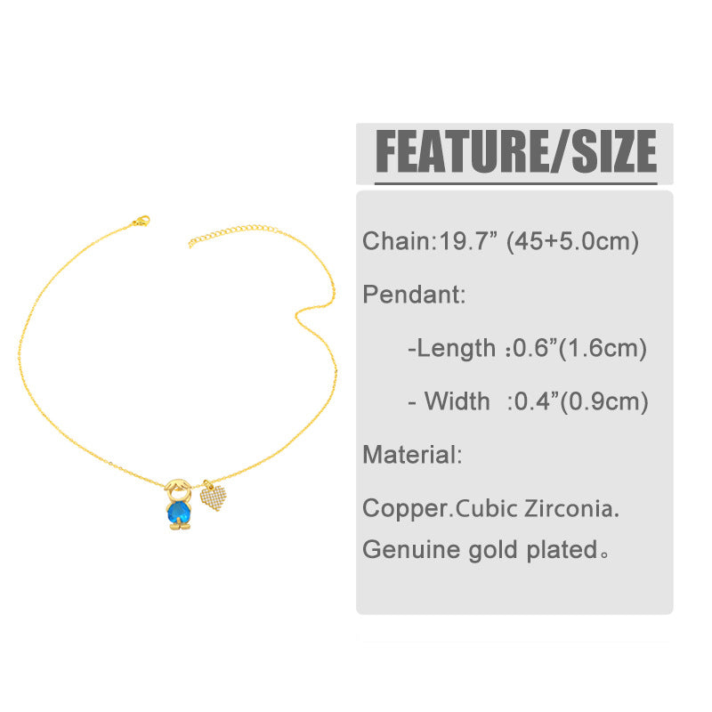 Zircon Boy Girl Pendant Copper Necklace Wholesale Gooddiy