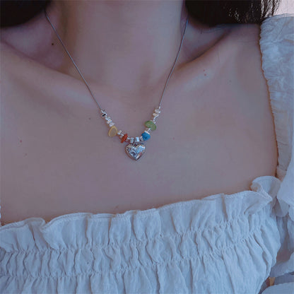 Candy Meteor ~ Colorful Beaded Xingx Necklace Female Design Sense Dopamine Girl Summer Sweet Cool Hot Girl Clavicle Chain