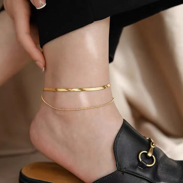 New Style 18k Gold Plated Stainless Steel Snake Bone Chain Anklet