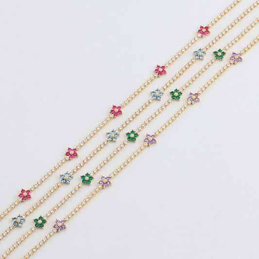 Simple Style Flower Copper Plating Zircon Choker