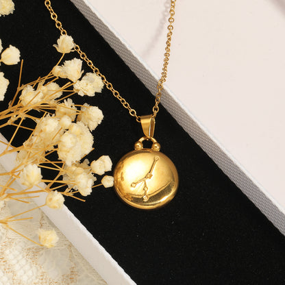 Titanium Steel Simple Style Constellation Plating Pendant Necklace