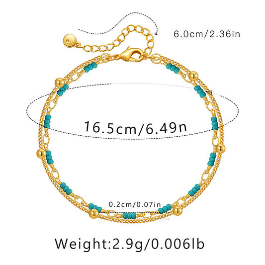 Classic Style Round Turquoise Copper Plating 18k Gold Plated Bracelets