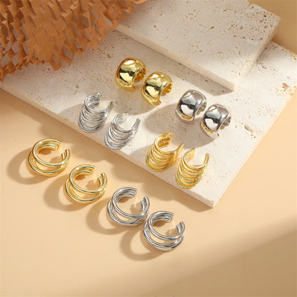 Cross-border popular small fresh multi-layer French retro personality high-end ear clips niche design sense ear bone clip jewelry