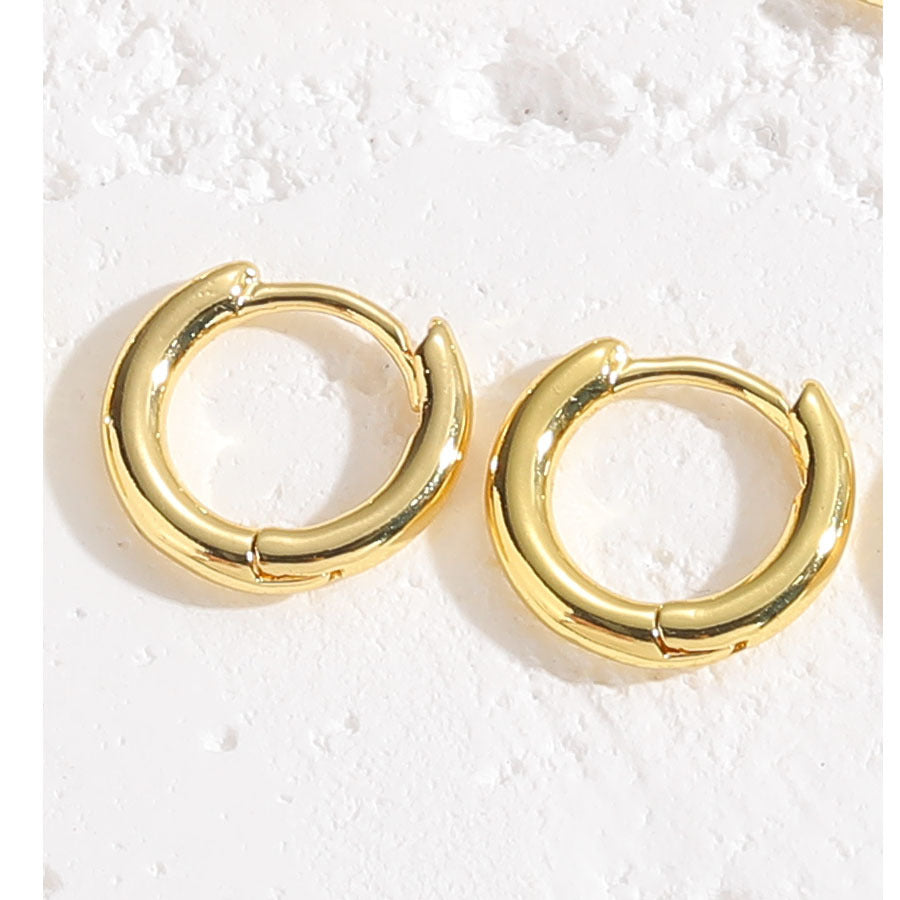 Sleep without taking off the glossy plain ring basic earring earrings unisex copper plated 14K real gold earring jewelry