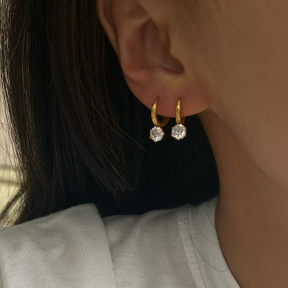 1 Pair Lady Geometric Titanium Steel Plating Inlay Artificial Gemstones 18k Gold Plated Earrings