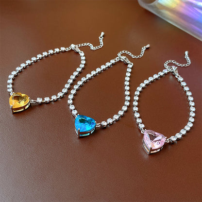 Retro Shiny Heart Shape Copper Inlay Zircon Bracelets